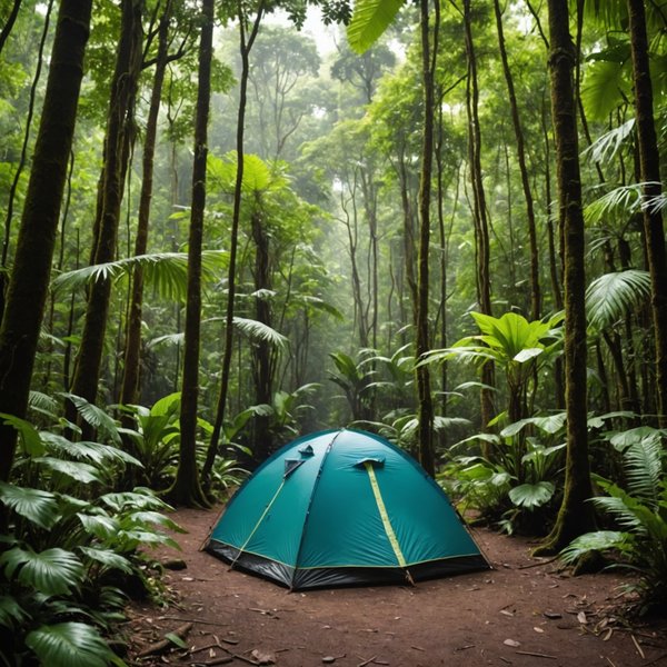 Quels sont les meilleurs conseils pour camper en région de forêt tropicale humide en été?